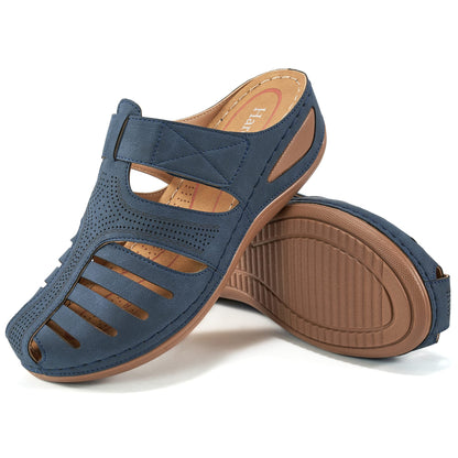 HARENCE Clogs for Women Mules Shoes: Comfortable Dressy Closed Toe Platform Sandals 2026 Summer Casual Adjustable Slip On Walking Wedges