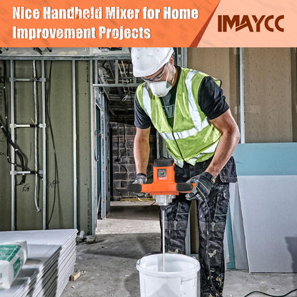 IMAYCC Handheld Cement Mixer, Portable Concrete Mixer,110V 6 Speed Mixing Drill, 2100W Drill Mixer for mud,Motar,Paint, Grout, Plaster,Thinset etc.
