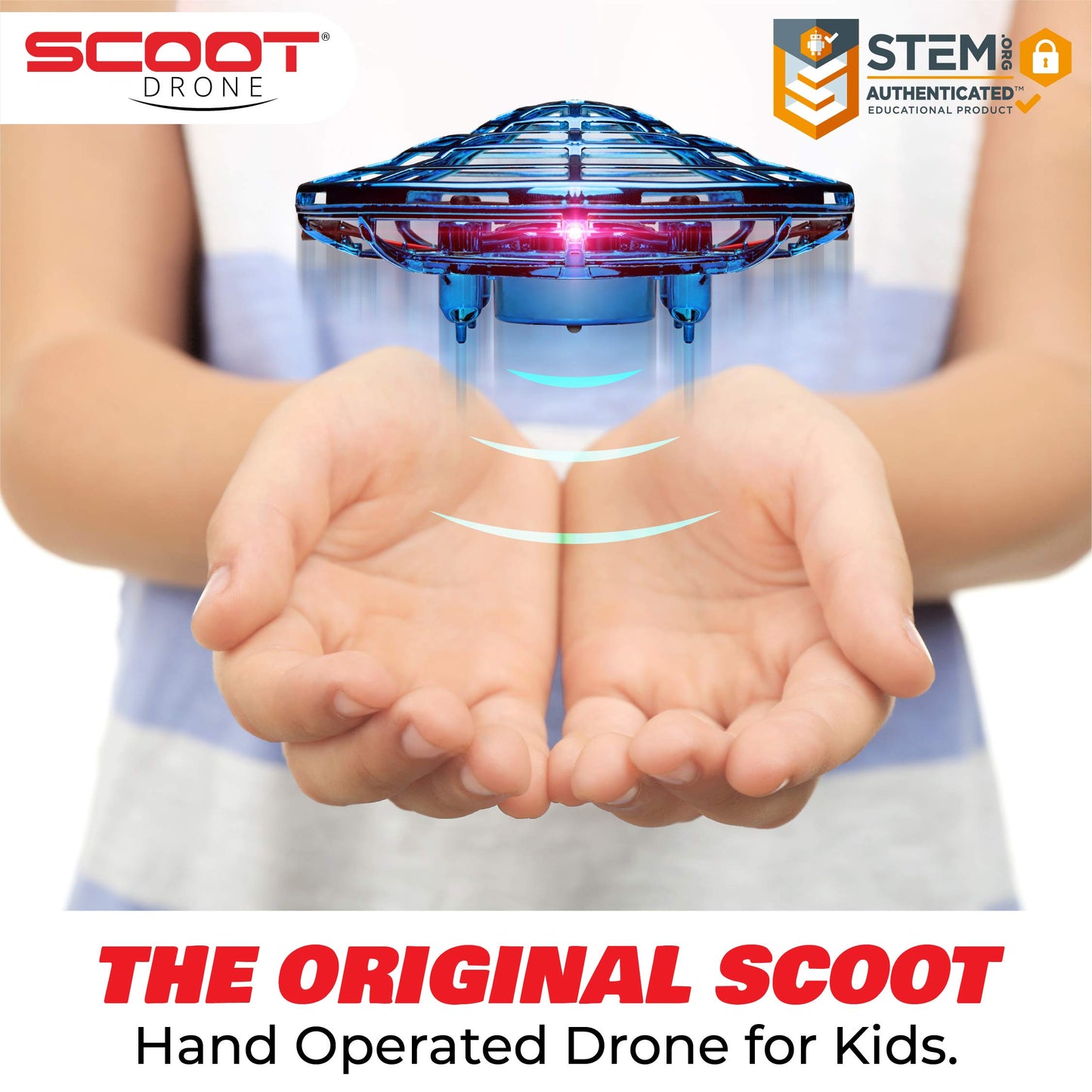 Force1 Scoot Combo Hand Operated Drone for Kids or Adults - Hands Free Motion Sensor Mini Drones, Easy LED Indoor Rechargeable UFO Flying Orb Ball Drone Toys for Boys and Girls (Red/Blue)