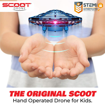 Force1 Scoot Combo Hand Operated Drone for Kids or Adults - Hands Free Motion Sensor Mini Drones, Easy LED Indoor Rechargeable UFO Flying Orb Ball Drone Toys for Boys and Girls (Red/Blue)