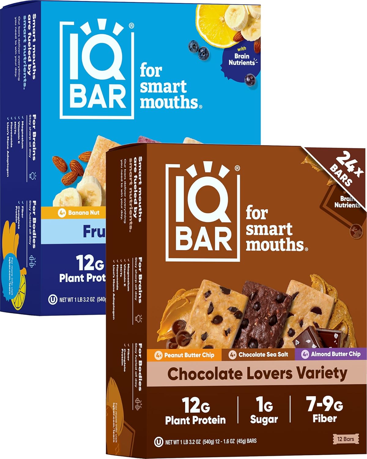IQBAR Clean Plant Protein Bars, Almond Butter Chip 12-Count | Protein Snack | High Fiber, High Protein, Low Sugar, Clean Label Project Certified | Gluten Free, Dairy Free, Vegan, Keto, Soy Free