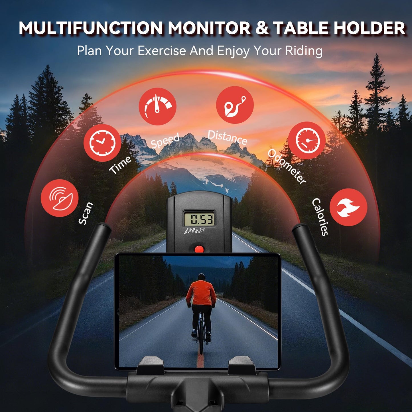 Wenoker Exercise Bike,Indoor Spin Bike with Adjustable Resistance Bluetooth Fitness App, 350 LBS Heavy Duty Frame,Smooth Quiet Belt Drive, Adjustable Handlebars & Seat with Transport Wheels