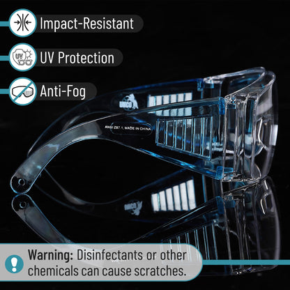 UNCO- Safety Goggles Over Glasses, Protective Goggles, Anti Fog, Work, Safety Glasses Over