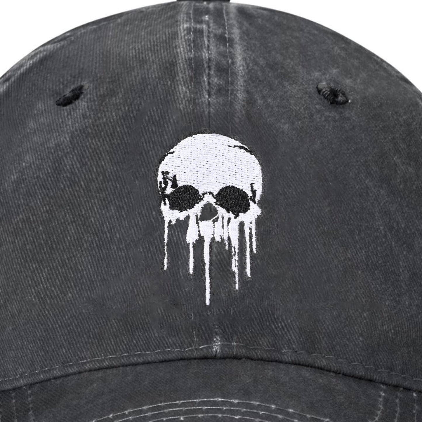Embroidered Baseball Cap Adjustable Vintage Washed Distressed Denim Baseball Hat for Women Men