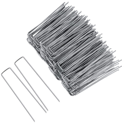 FEED GARDEN 6 Inch 50 Pack Hot-dip Galvanized Landscape Staples Plant Cover Spikes 11 Gauge Tent Stakes Garden Stakes Landscaping Fabric SOD Pins Yard Pins for Decoration Weed Barrier Fabric