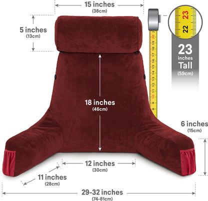 Husband Pillow XXL The Original for Adults - 30" Tall Backrest for Sitting Up in Bed - Firm Support Reading & Bed Rest Pillows for Adults, Neck Roll, Removable Cover - TV - Dark Grey