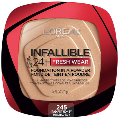 L'Oreal Paris Makeup Infallible Fresh Wear Foundation in a Powder, Up to 24H Wear, Waterproof, Vanilla, 0.31 oz. (Packaging May Vary)