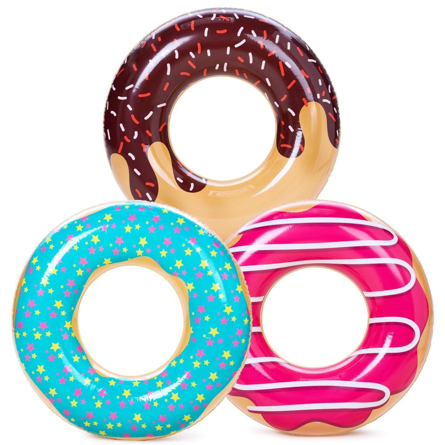 JOYIN Inflatable Swim Tube Raft (3 pack) with Summer Fruits Painting, Pool Toys for Swimming Pool Party Decorations