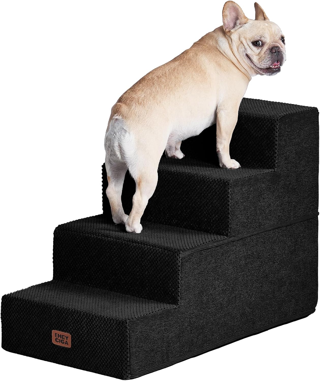 EHEYCIGA Dog Stairs for Small Dogs 13.5" H, 3-Step Dog Steps for Couch Sofa and Chair, Pet Steps for Medium Cats, Non-Slip Balanced Pet Ramp Indoor, Grey