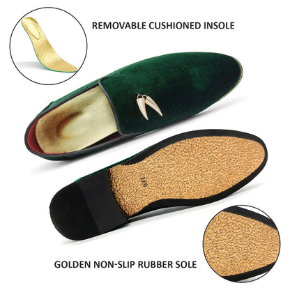 MHB Men's Multiple Colors Velvet Loafer Slip-on Tuxedo Dress Shoes Glitter Suede Smoking Slipper