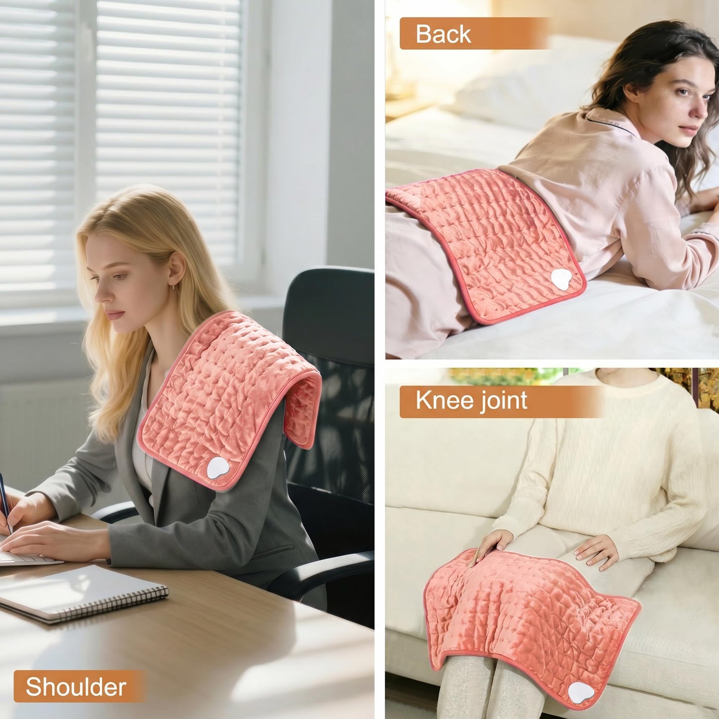 Electric Heating pad with 6 Heat Settings, Auto Shut Off, Dry Electric Heating for Back Neck Knee Arms Legs Shoulder Heat Pads for Christmas Birthday Father Mother's Day (24"X12", Gray Green)