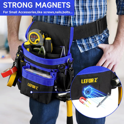 Tool Belt,Magnetic Tool Pouch,14-Pockets Tool Belts for Men,Detachable & Adjustable Tool Pouch belt for Electrician,Carpenter,Construction,Work Apron,Utility Belt,Black-Yellow