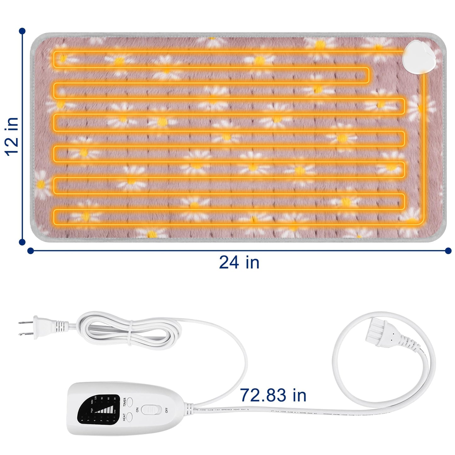 Electric Heating pad with 6 Heat Settings, Auto Shut Off, Dry Electric Heating for Back Neck Knee Arms Legs Shoulder Heat Pads for Christmas Birthday Father Mother's Day (24"X12", Gray Green)