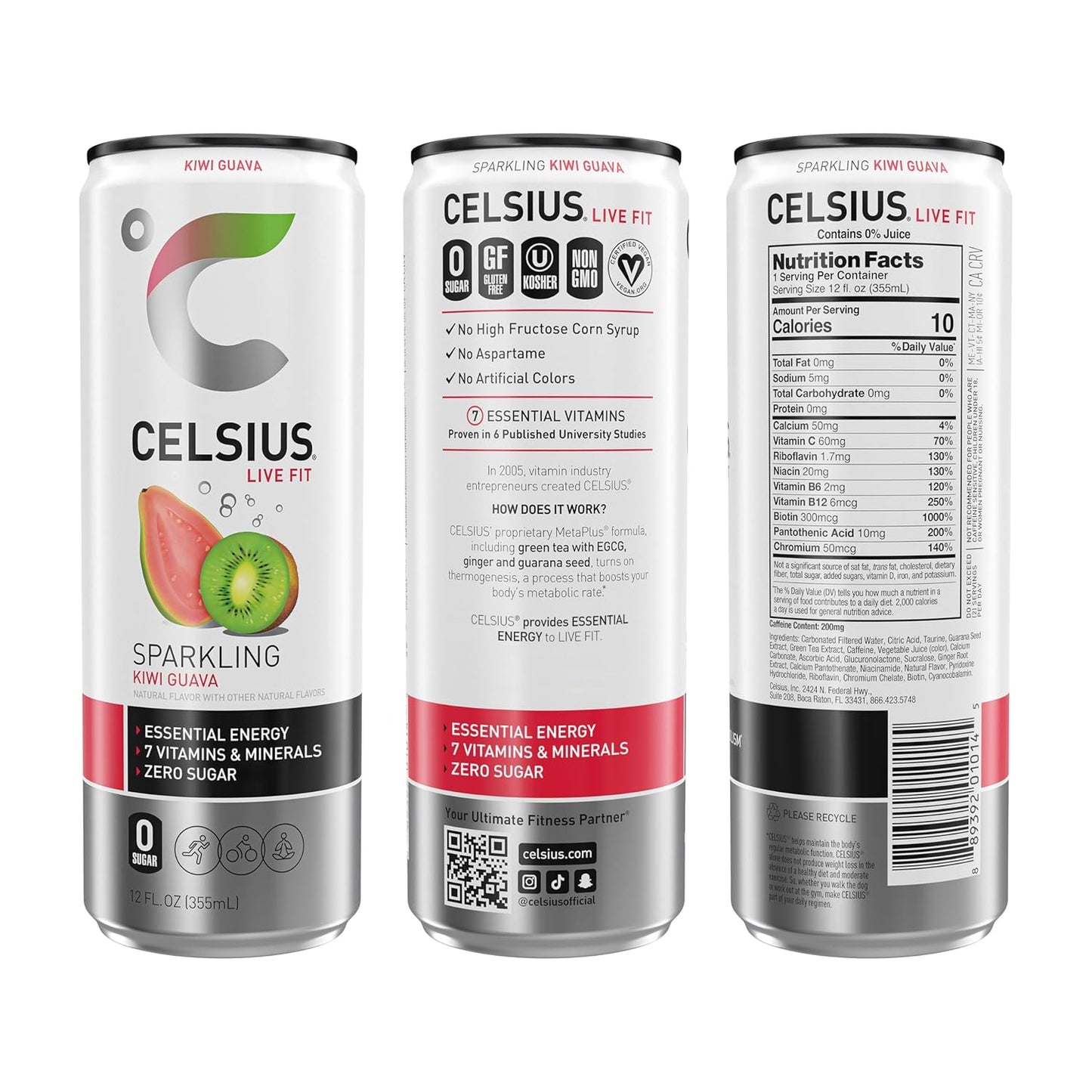 CELSIUS Sparkling Orange, Sugar Free Energy Drink, 12 Fl Oz (Pack of 12)