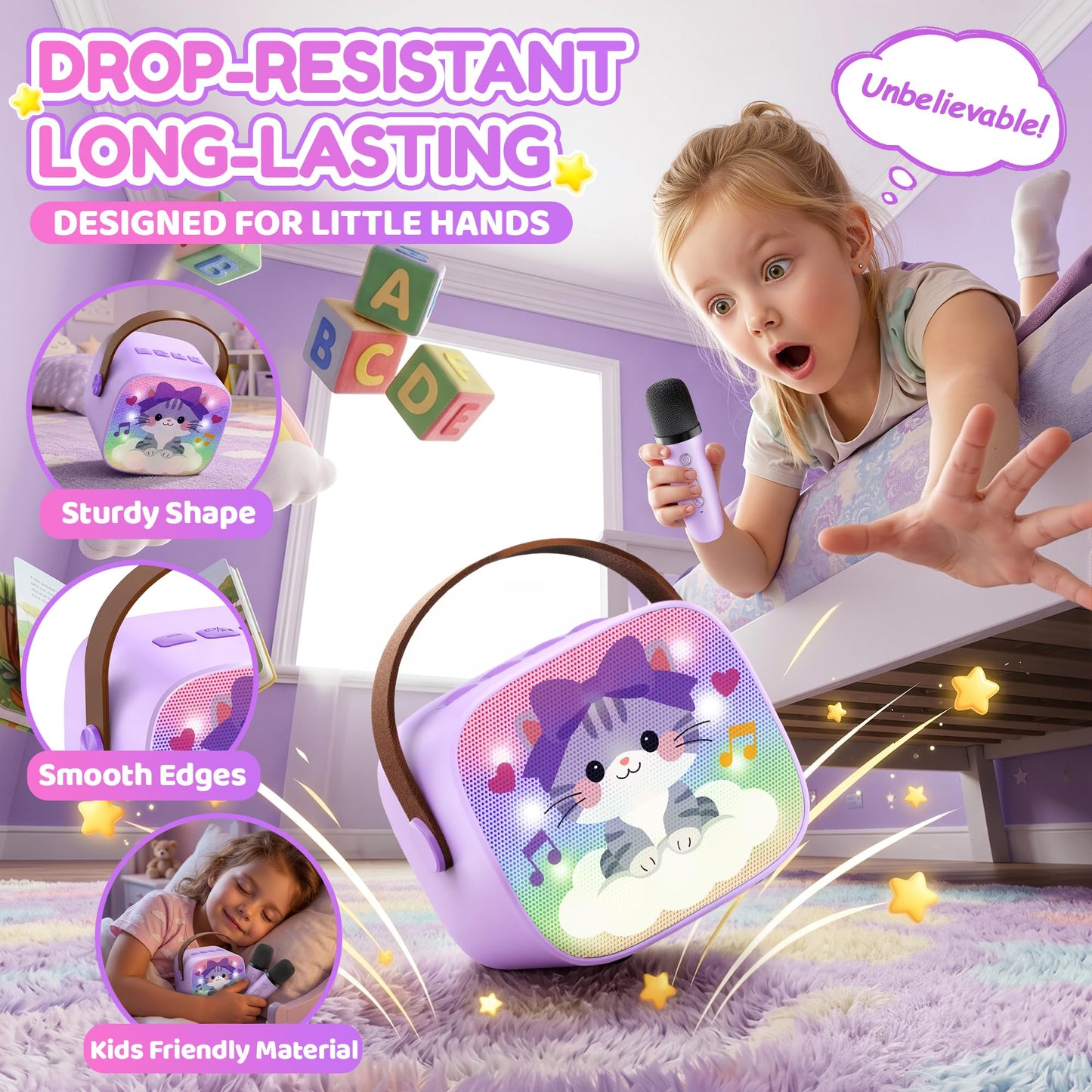 YLL Mini Karaoke Machine for Kids Adults, Portable Bluetooth Speaker with 2 Wireless Microphones, Trendy Birthday Gifts Toys for Girls Ages 3, 4, 5, 6, 7, 8, 9, 10+ Years Old Home Family Party (P-ink)