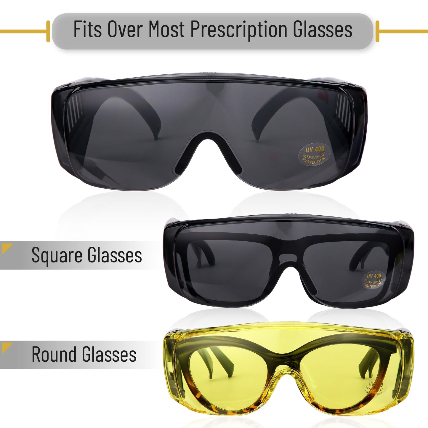 UNCO- Safety Goggles Over Glasses, Protective Goggles, Anti Fog, Work, Safety Glasses Over