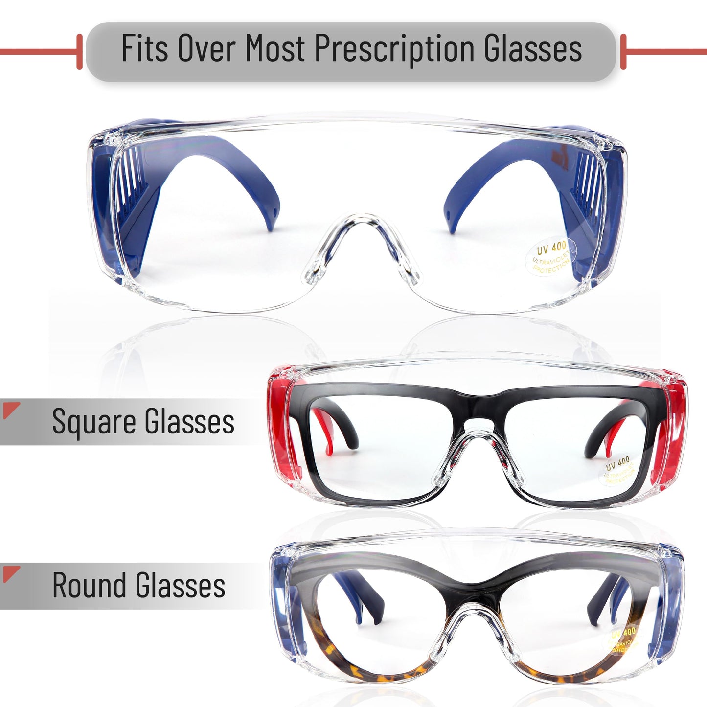 UNCO- Safety Goggles Over Glasses, Protective Goggles, Anti Fog, Work, Safety Glasses Over