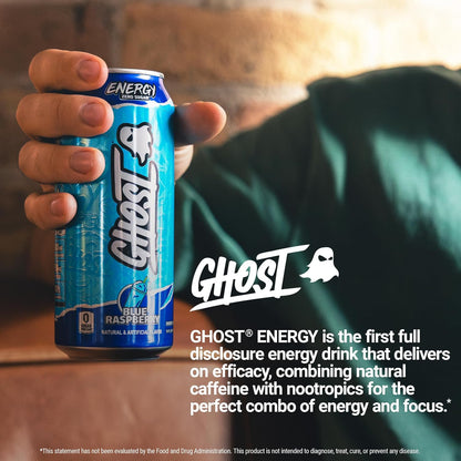 GHOST Energy Drink, Zero Sugars, 12-Pack, Cherry Limeade, 16oz | Energy & Focus Pre Workout Drink, No Artificial Colors, Gluten-Free, Vegan - 200MG Natural Caffeine, L-Carnitine, Taurine