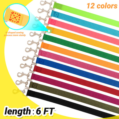 12 Pack Bulk Dog Leashes, 6FT Pet Lead Leash with Swivel Hook | Pet Leash for Outdoor Walking, Training, Rescues, Shelter, Grooming, Small Medium Large Dogs