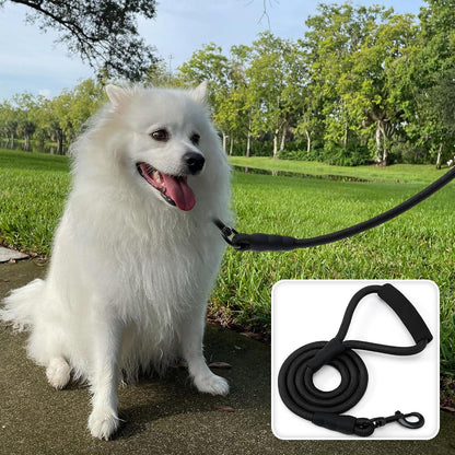 Mile High Life Dog Leash, 5FT x 1/2IN Black, with Padded Handle | Heavy-duty nylon rope leash with soft handle & steel tips. Comfortable grip for daily walks with small to large dogs.