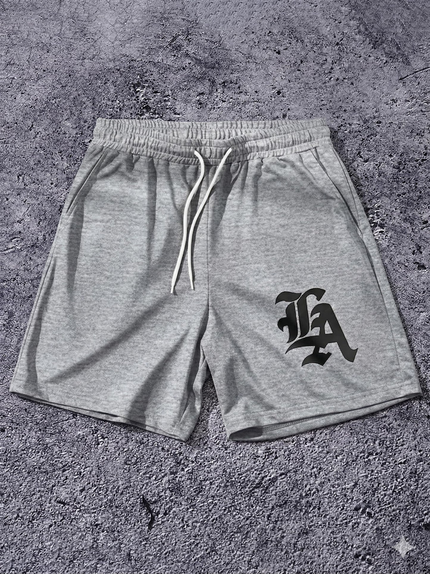 QJQ Men's Letter Graphic Drawstring Waist Shorts Summer Casual Workout Athletic Gym Track Shorts Streetwear