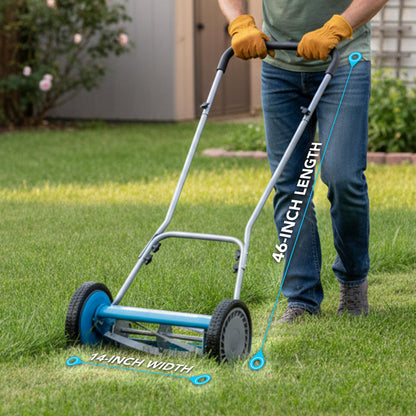 American Lawn Mower 1204-14 14-Inch 4-Blade Push Reel Lawn Mower, Red