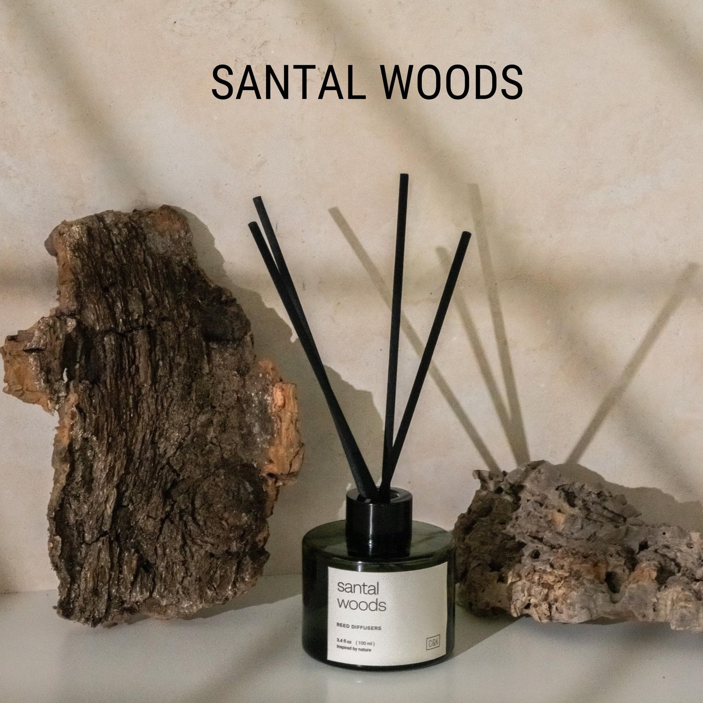 Craft & Kin Reed Diffuser with Dried Flowers | 5 oz Stone Fruit & Sage Scented Holiday Reed Diffusers for Home, Bathroom | Scent Sticks | Elegant Fragrance Home Decor for Men & Women