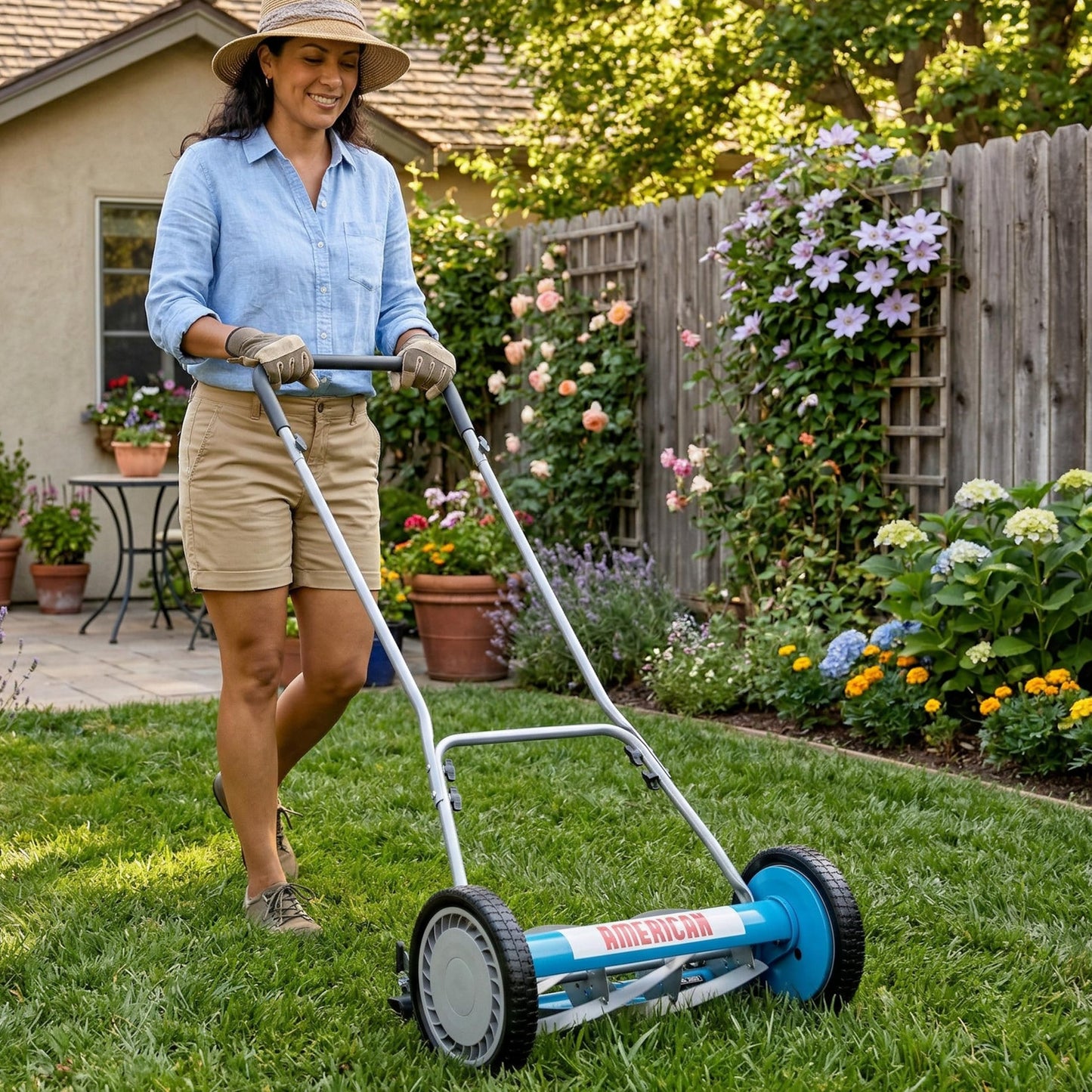 American Lawn Mower 1204-14 14-Inch 4-Blade Push Reel Lawn Mower, Red