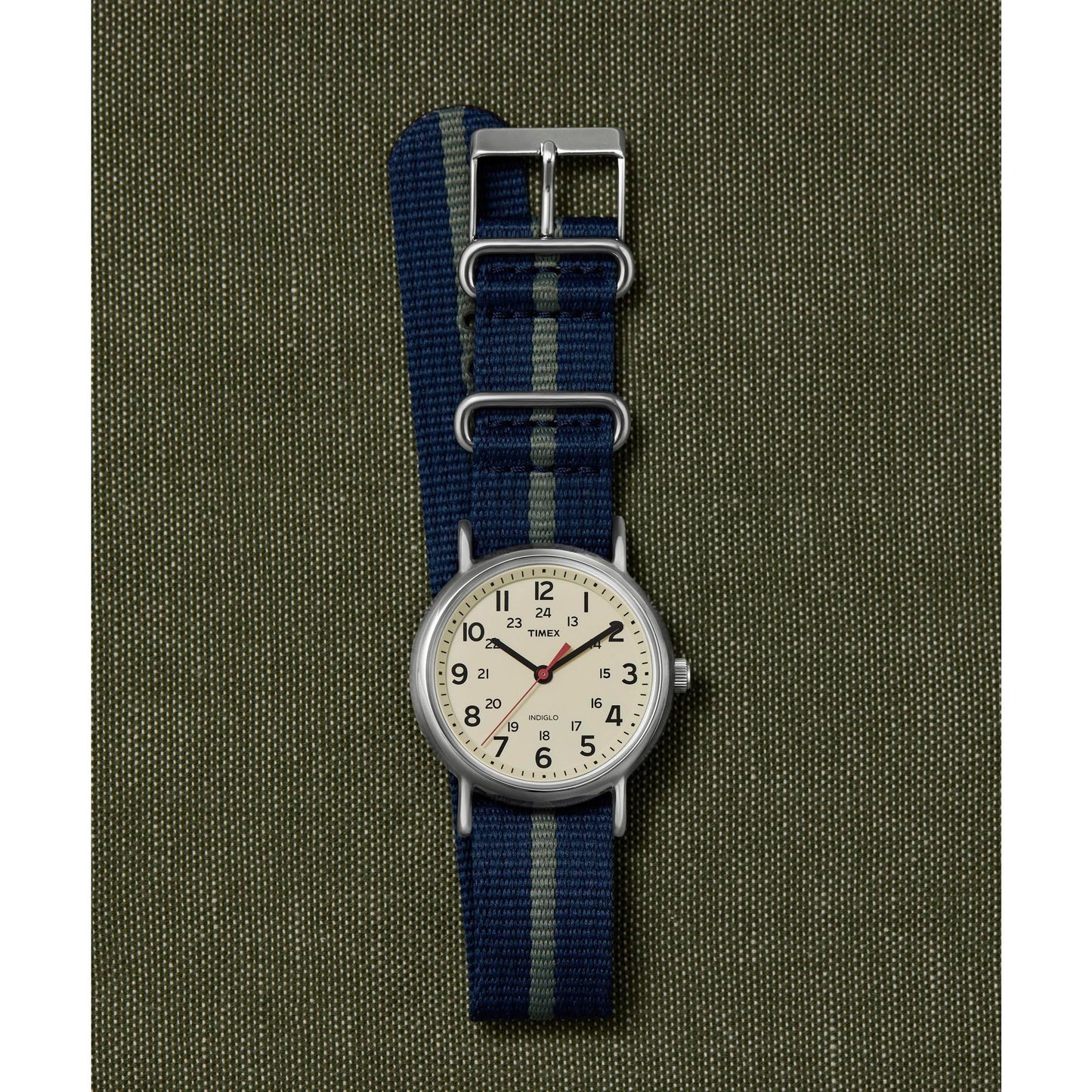 Timex Weekender 38mm Unisex Analog Watch | INDIGLO Backlight | Adjustable Durable Nylon Fabric Slip Through Strap | 24 Hour Time
