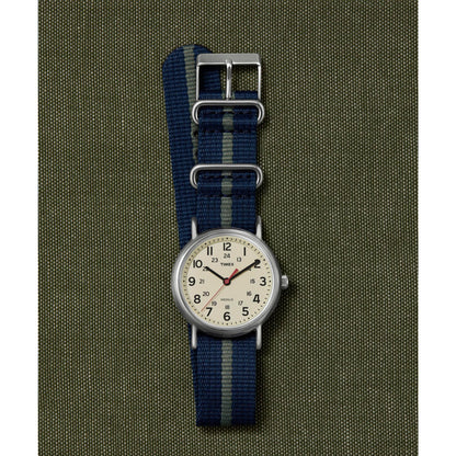 Timex Weekender 38mm Unisex Analog Watch | INDIGLO Backlight | Adjustable Durable Nylon Fabric Slip Through Strap | 24 Hour Time