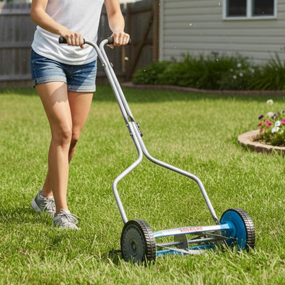 American Lawn Mower 1204-14 14-Inch 4-Blade Push Reel Lawn Mower, Red