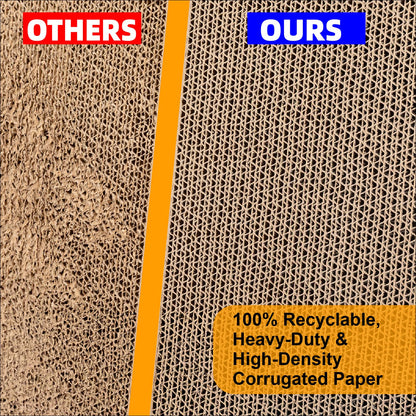 Value 2-Pack 23.6 Inch L-Shaped Cardboard Cat Scratcher, Dual Use (Vert/Horiz) Scratch Pad with Toy Balls, Wall-Mountable Furniture Protector Cat Scratchers for Indoor Cats