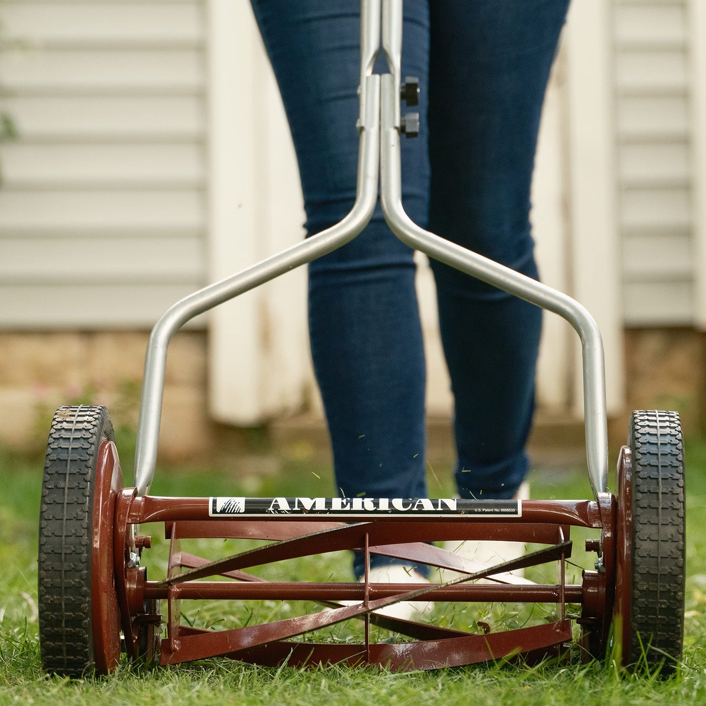 American Lawn Mower 1204-14 14-Inch 4-Blade Push Reel Lawn Mower, Red