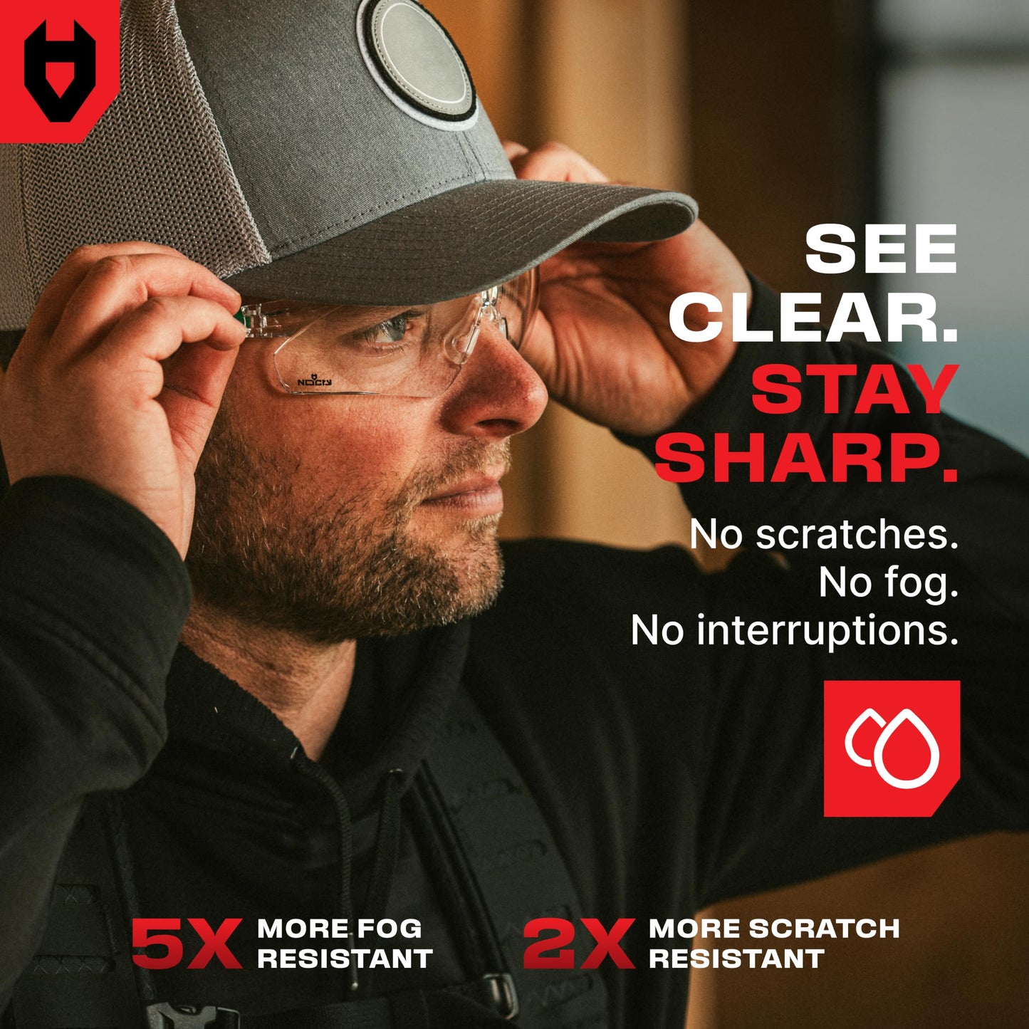 NoCry Clear Safety Glasses for Men and Women with Anti-Fog and Scratch Resistant Wrap Around Lenses, Adjustable Temples and Nose Pads — ANSI Z87 Certified Protective Eyewear with 100% UV Shielding