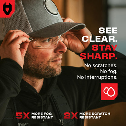 NoCry Clear Safety Glasses for Men and Women with Anti-Fog and Scratch Resistant Wrap Around Lenses, Adjustable Temples and Nose Pads — ANSI Z87 Certified Protective Eyewear with 100% UV Shielding