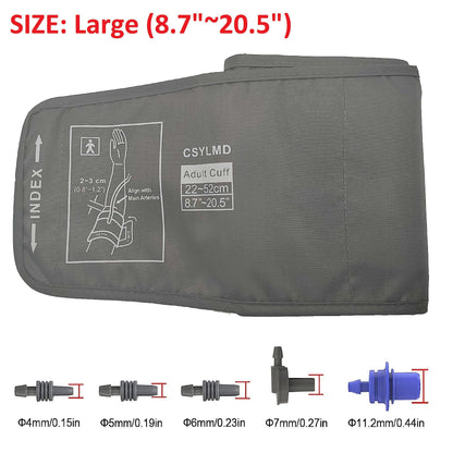 Medium Easy Wrap Blood Pressure Cuff for Thin and Small Arm,Compatible with Omron 8.7~12.6 Inches (22~32) CM Adult BP Replacement Cuff, Adult Cuff Only -5 Connectors (Medium+ 5 Connectors)