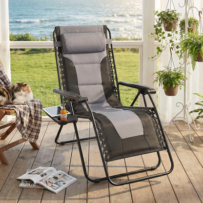 Alpen Zero Gravity Lounge Chair Set of 2, Patio Chair Folding Lounge Chairs for Outside, Portable Camping Chairs with Pillow and Cup Holder, Outdoor Recliner for Beach Outdoor Camping, Black