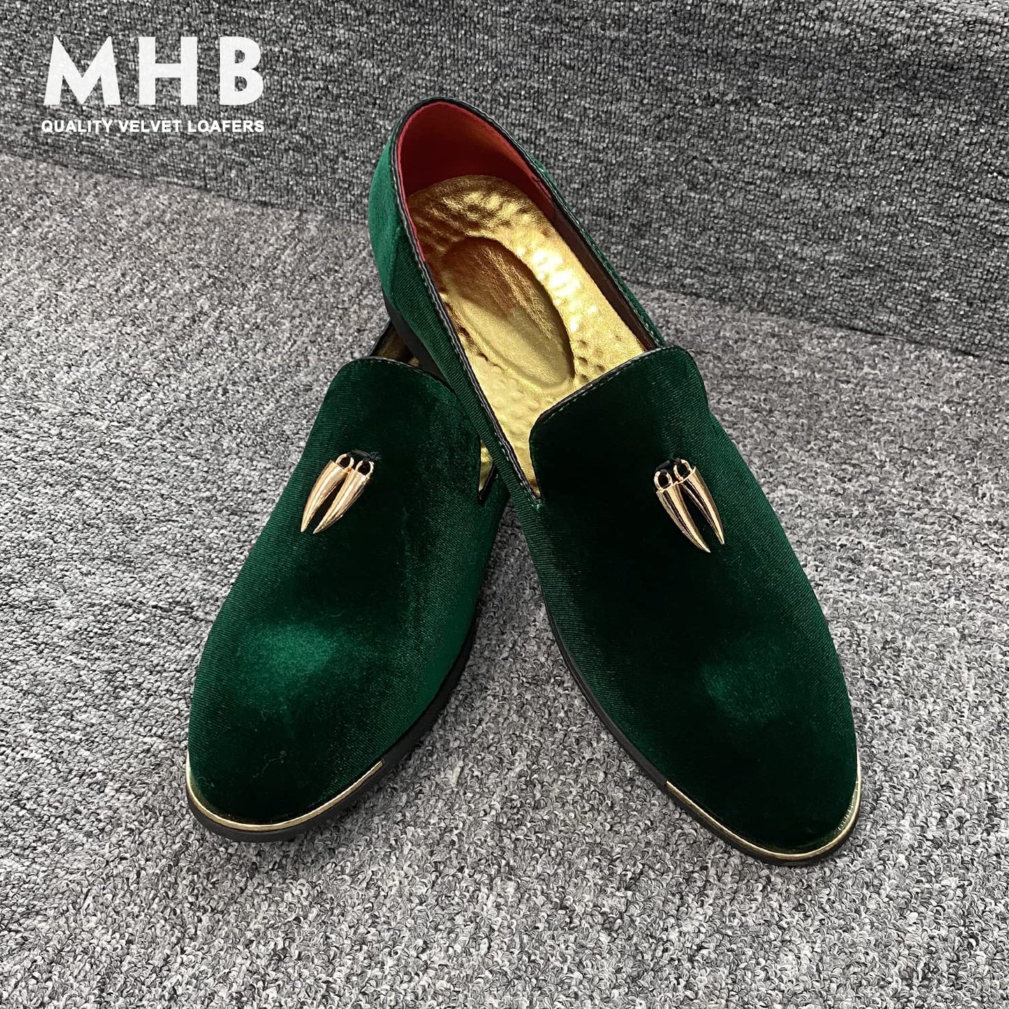 MHB Men's Multiple Colors Velvet Loafer Slip-on Tuxedo Dress Shoes Glitter Suede Smoking Slipper