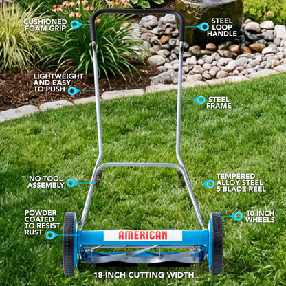 American Lawn Mower 1204-14 14-Inch 4-Blade Push Reel Lawn Mower, Red