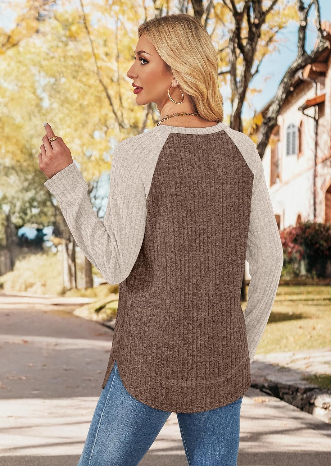 WIHOLL Long Sleeve Shirts for Women 2026 Fall Sweaters Lightweight Casual Tunic Tops Loose Fit Winter Clothing S-2XL