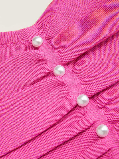 CIDER Faux Pearl Tube Tops for Women Crop Knit Split Hem Ruched Going Out Tops Cute Summer Outfits Y2K