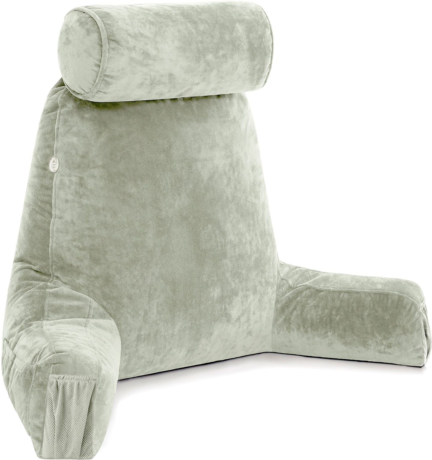 Husband Pillow XXL The Original for Adults - 30" Tall Backrest for Sitting Up in Bed - Firm Support Reading & Bed Rest Pillows for Adults, Neck Roll, Removable Cover - TV - Dark Grey