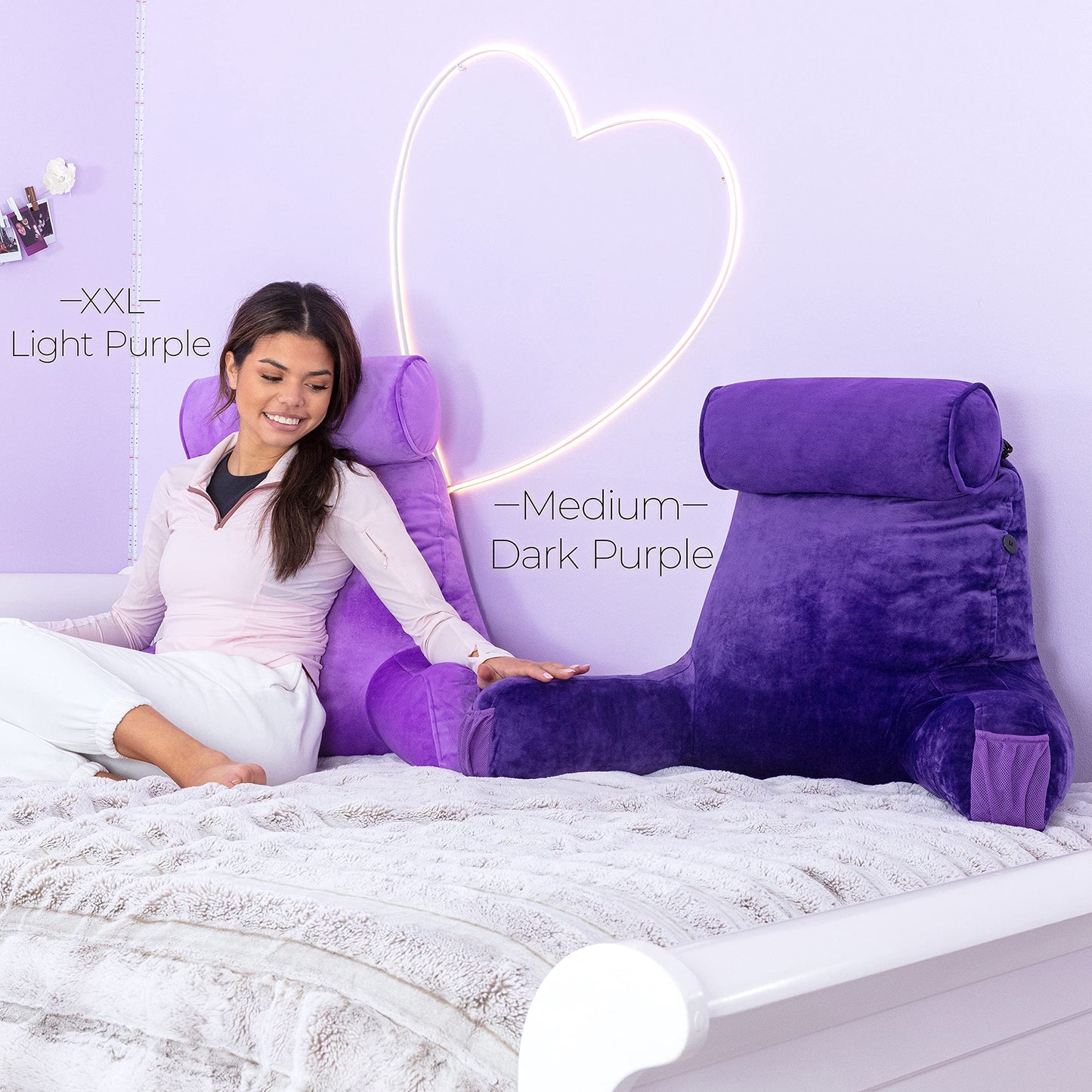 Husband Pillow XXL The Original for Adults - 30" Tall Backrest for Sitting Up in Bed - Firm Support Reading & Bed Rest Pillows for Adults, Neck Roll, Removable Cover - TV - Dark Grey