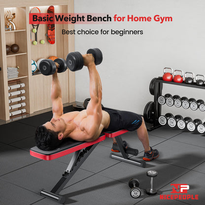 NICEPEOPLE Adjustable Weight Bench for Home Gym, 660LBS Capacity Workout Bench with 8 Backrests for Chest Shoulders Arms, Compact and Foldable Strength Bench for Small Space Apartment Room