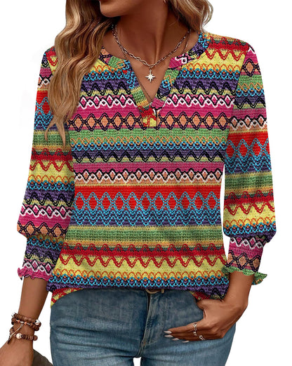 WIHOLL 3/4 Length Sleeve Womens Tops Summer Shirts Spring Vacation Outfits Dressy Casual Trendy Fall S-3XL