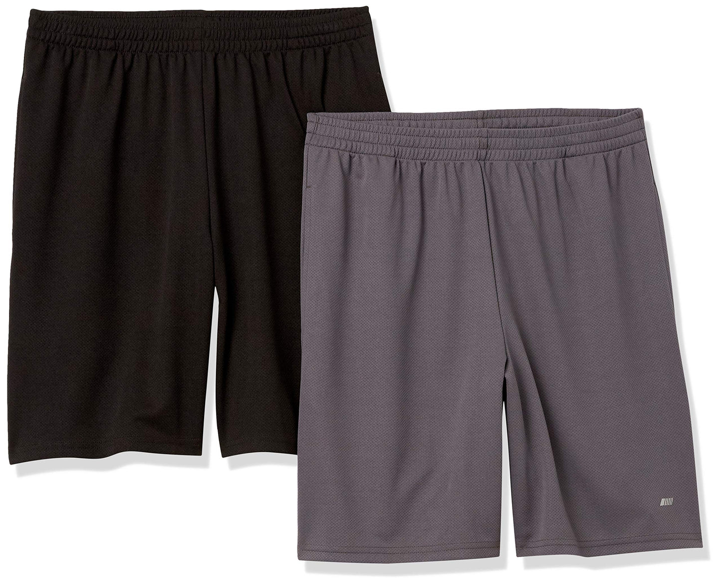 Amazon Essentials Men's Athletic Basketball Gym Shorts, Breathable Moisture Wicking Loose-Fit with Elastic Waist, Pack of 2