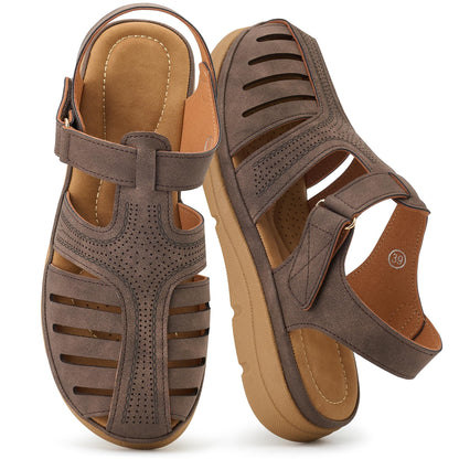 Womens Summer Flat Sandals: Comfortable Closed Toe Dressy Flats Sandals Ankle Strap Casual Outdoor Fisherman Walking Sandal