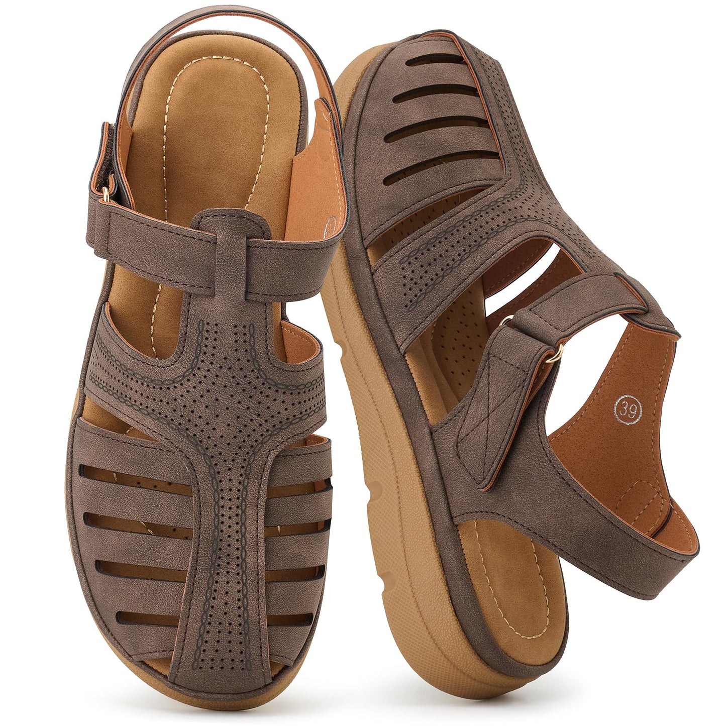 Womens Summer Flat Sandals: Comfortable Closed Toe Dressy Flats Sandals Ankle Strap Casual Outdoor Fisherman Walking Sandal