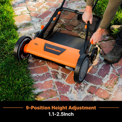 LawnMaster LMRM1801 Push Reel Lawn Mower 18-Inch 5-Blade