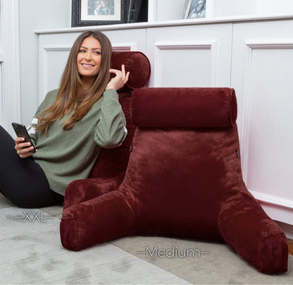 Husband Pillow XXL The Original for Adults - 30" Tall Backrest for Sitting Up in Bed - Firm Support Reading & Bed Rest Pillows for Adults, Neck Roll, Removable Cover - TV - Dark Grey